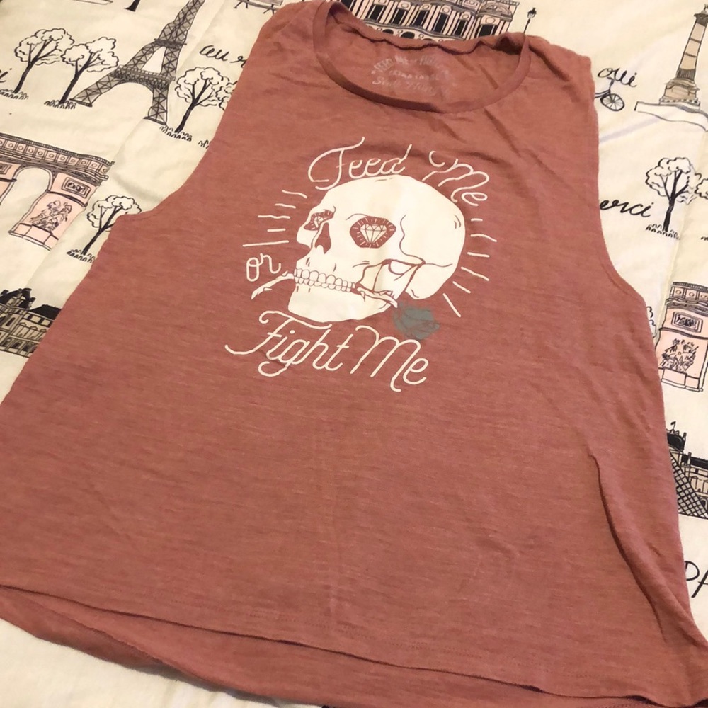 Feed Me Fight Me Mauve Skull Tank Top XL